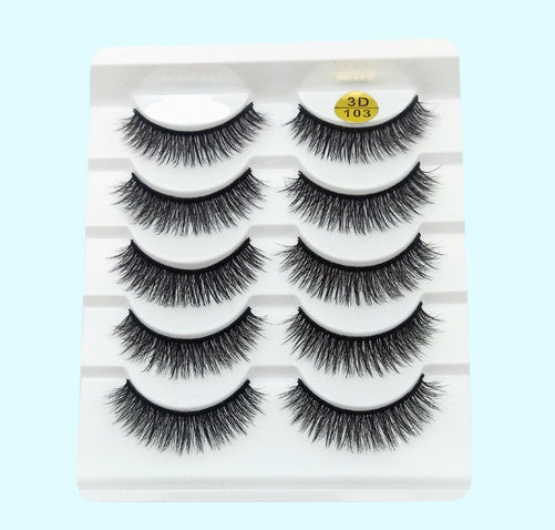 Mink False Eyelashes 3D False Eyelashes Five Pairs Of Soft Cotton Stalk Eyelashes Mink False Eyelashes 3D False Eyelashes Five Pairs Of Soft Cotton Stalk Eyelashes